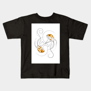 Dancing Koi Fish Yin Yang Line Drawing Kids T-Shirt